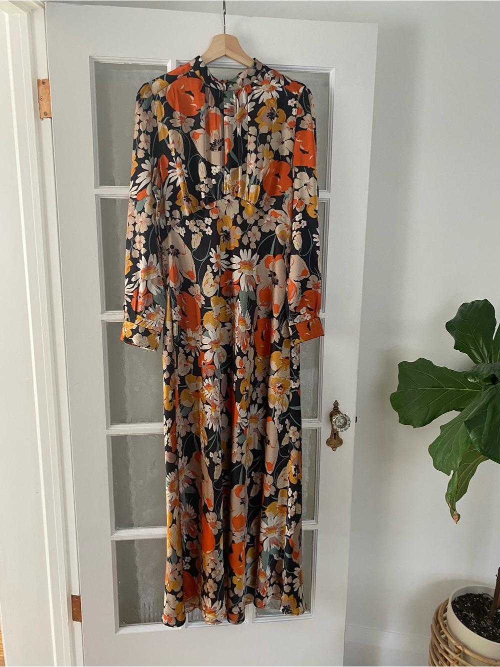 ASOS Floral Print Dress in Orange, Black, Cream